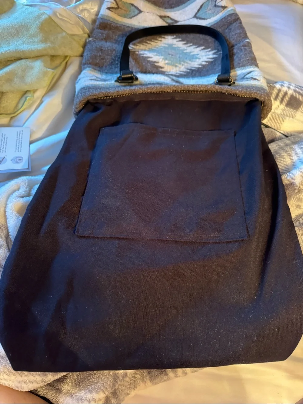 MZ Fairtrade Wool Tote/Shoulder Bag with Leather Handles made in Oaxaca, Mexico